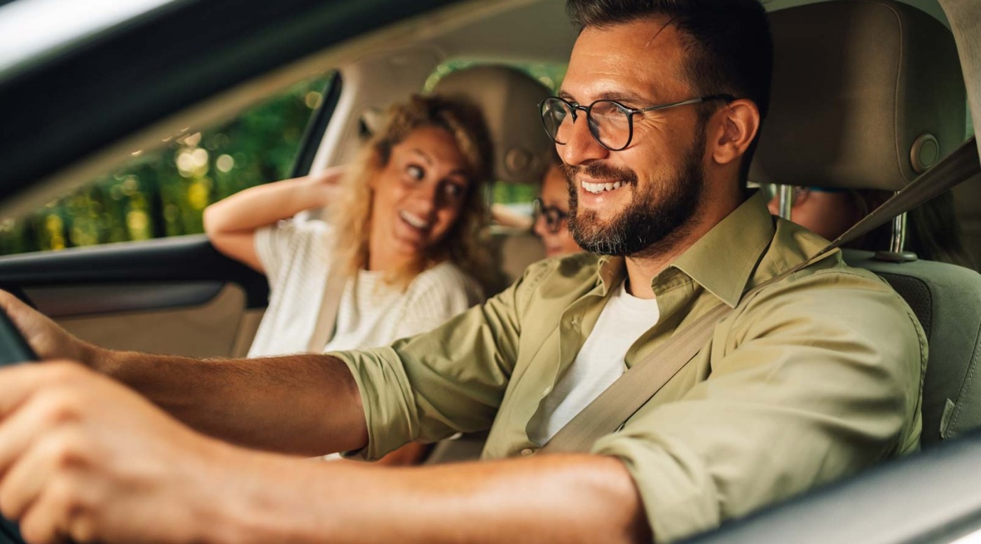 family driving in car