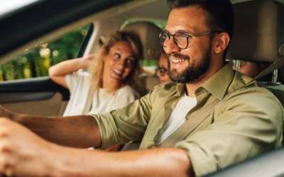 family driving in car